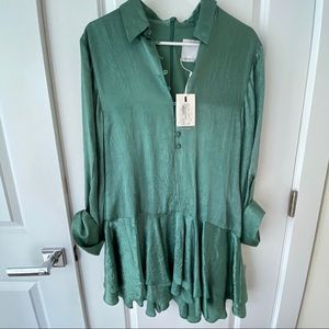 Be Here Now Dress, silk emerald/sage green dress.